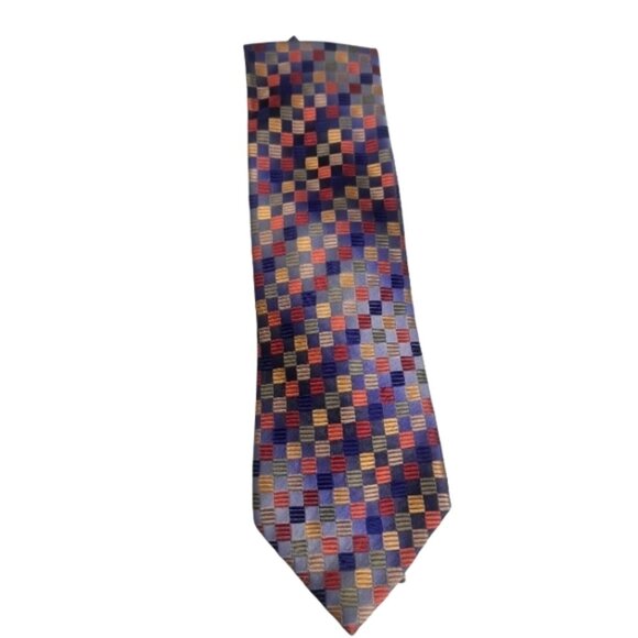 Gianfranco Valentino Italy - Mens Silk Tie - Blue Multi - Picture 1 of 8